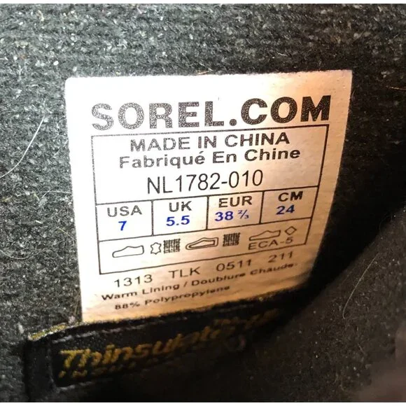 Sorel Waterfall Black Suede Thinsulate Winter Boots Womens 7 (i5g - Picture 11 of 11